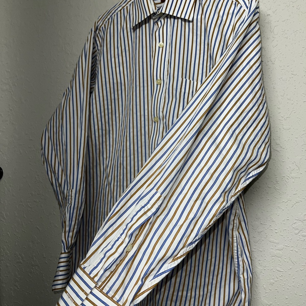 Michael Kors Striped Dress Shirt - Blue & Brown - XL 34/35